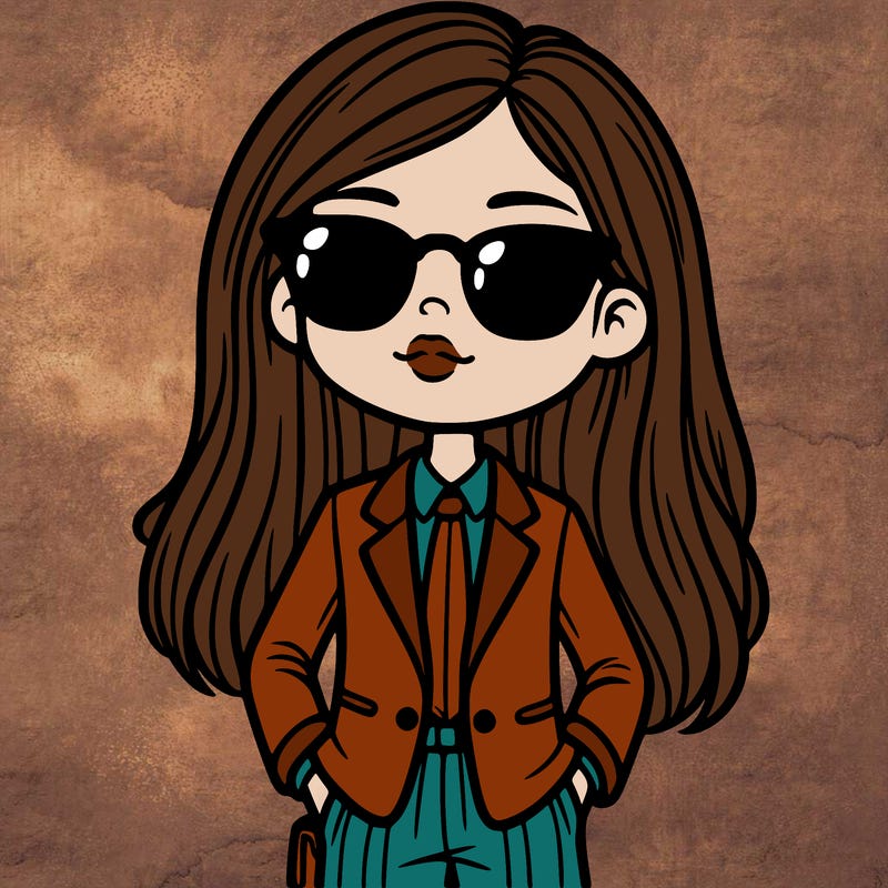 girl in a suit and shades with long hair