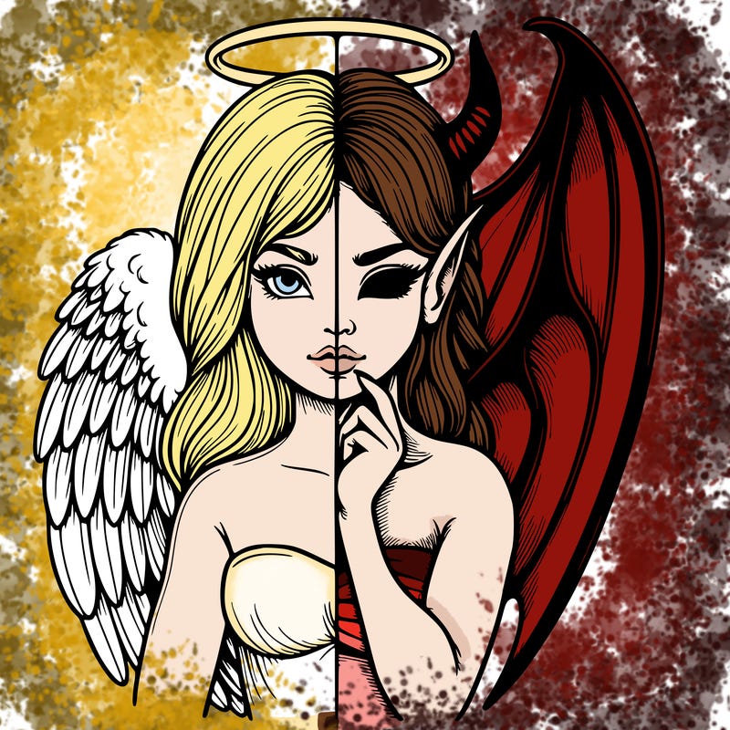 realistic angel half demon