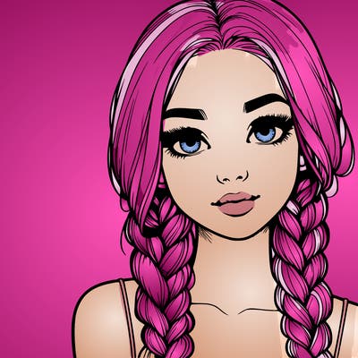 realistic girl with braids
