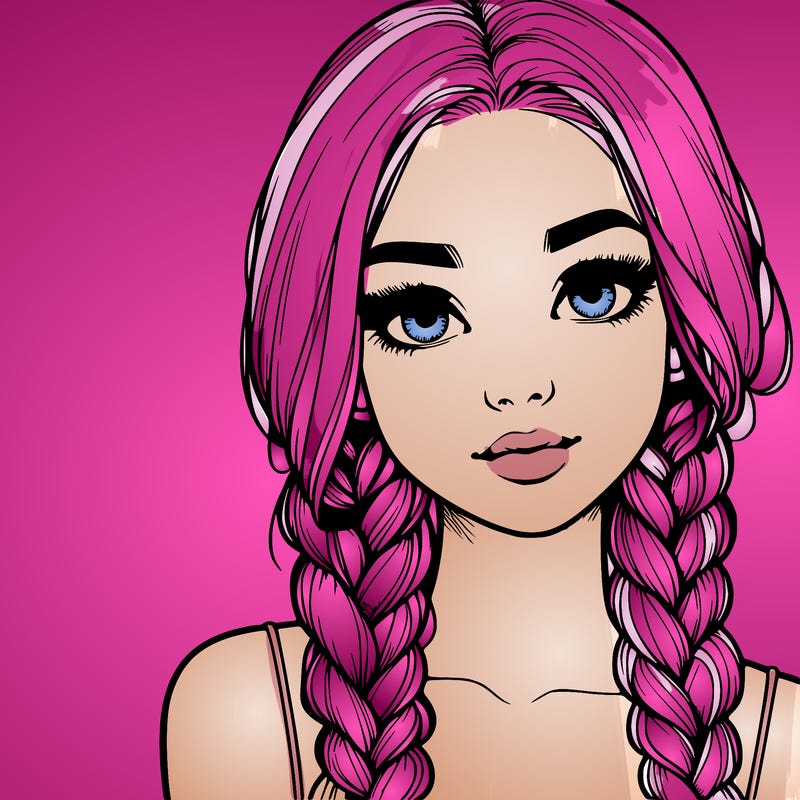 realistic girl with braids
