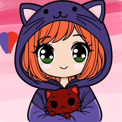 girl with cat hoodie