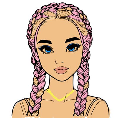 realistic girl with braids