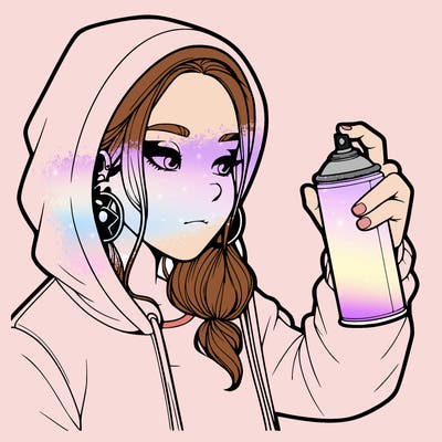 a realistic girl, spray painting