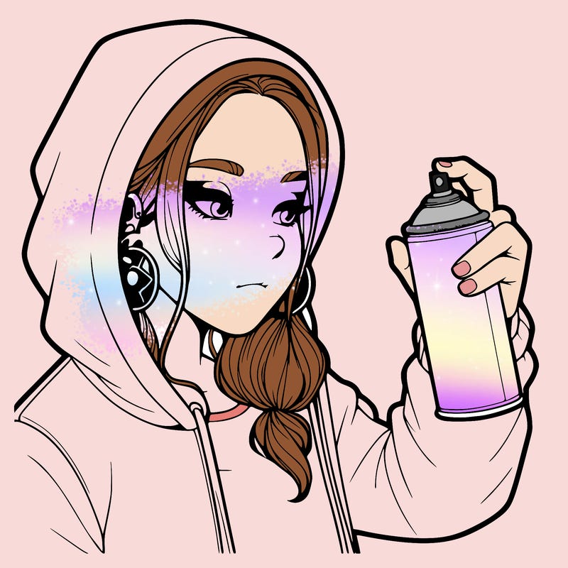 a realistic girl, spray painting