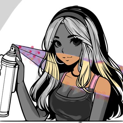 a realistic girl spray, painting