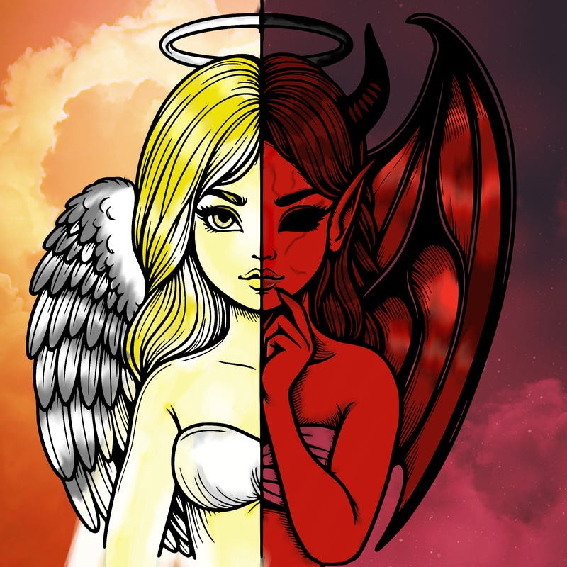 realistic angel half demon