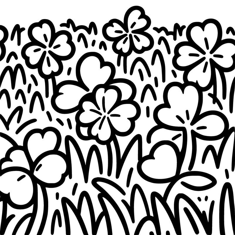 a field of three leaf clovers with 1 hidden four leaf clover