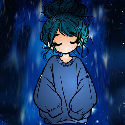 girl with baggy sweatshirt and messy bun