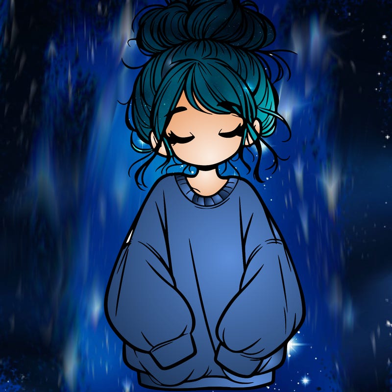 girl with baggy sweatshirt and messy bun