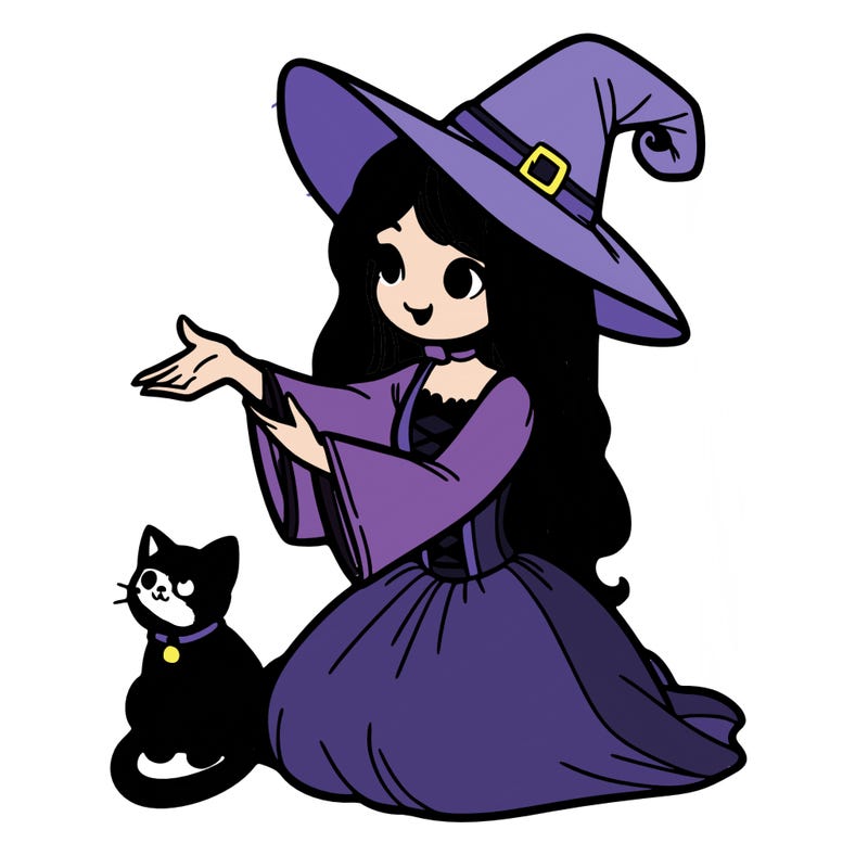 witch with cat