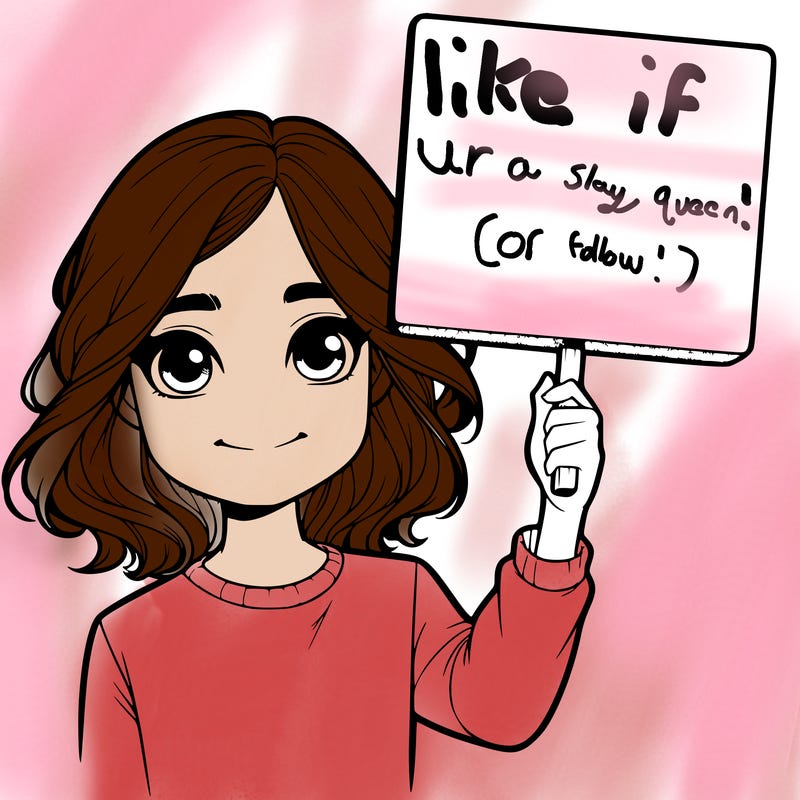 realistic girl holding up a sign