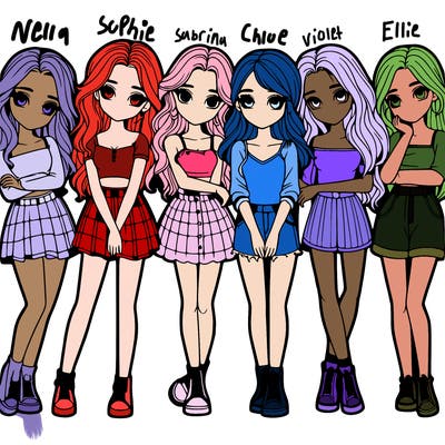 a group of girls realistic