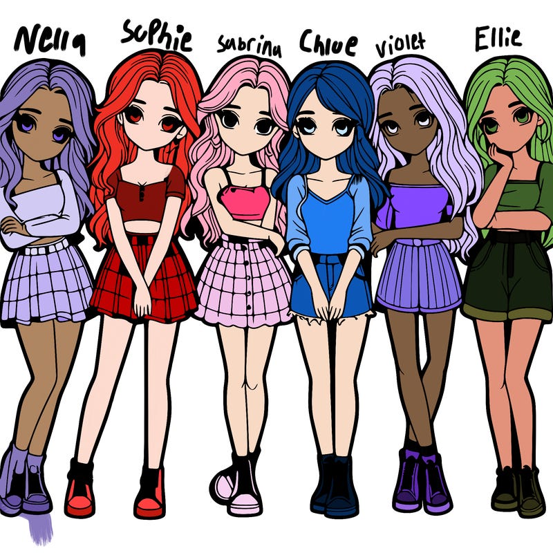 a group of girls realistic