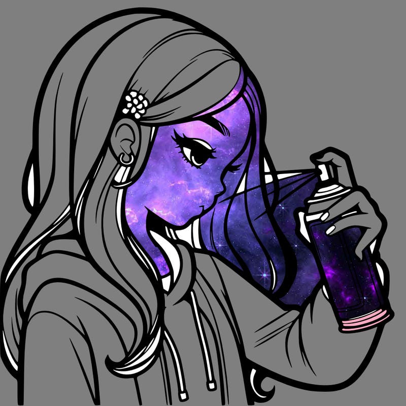 a realistic girl spray painting