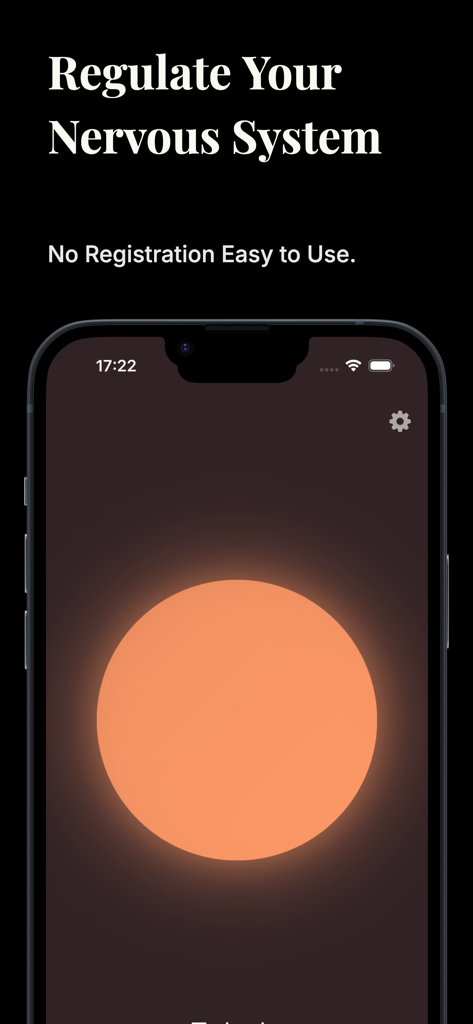 Pulse Sleep - Pulse Sleep app interface showing a minimalist orange breathing circle for nervous system regulation on a dark background
