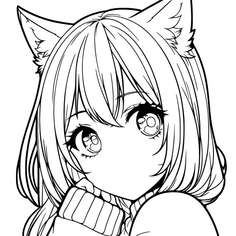 anime girl with cat ears realistic