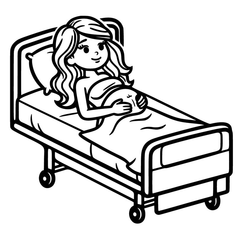 a woman on a hospital bed, giving birth in pain