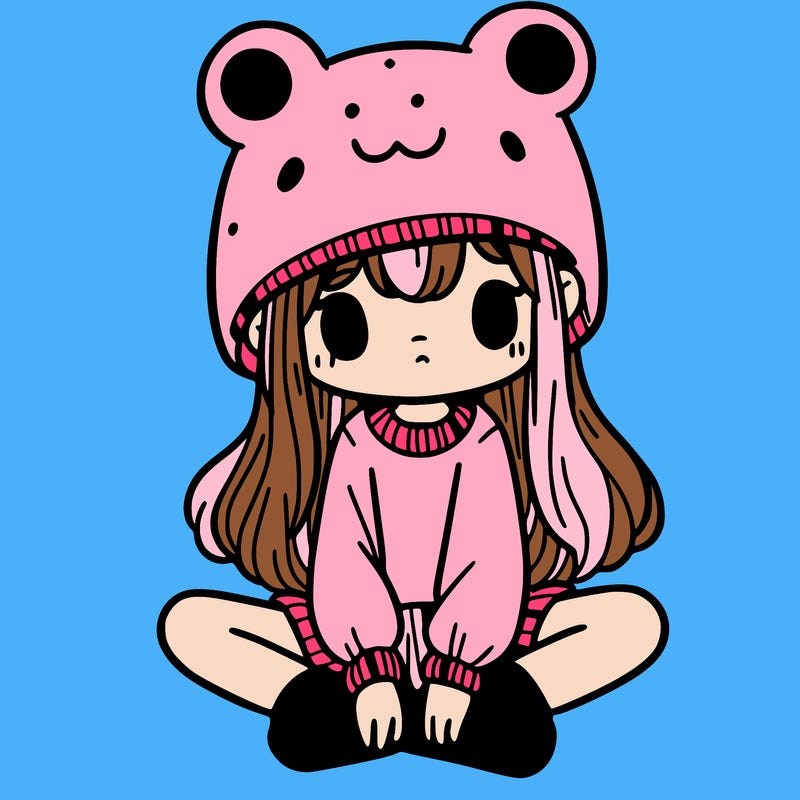 a girl wearing a frog hat and some frog socks