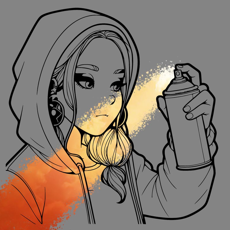 a realistic girl, spray painting
