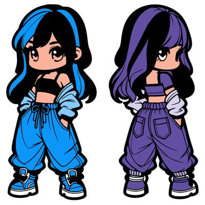 girl in crop top and baggy pants