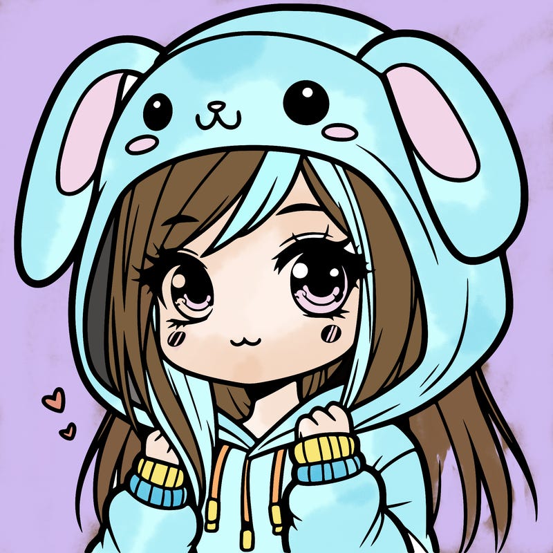 girl with bunny hoddie