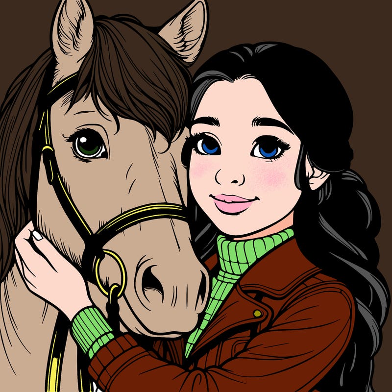 realistic girl with horse