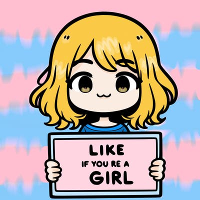 a cute girl holding a sign that says like if you’re a girl