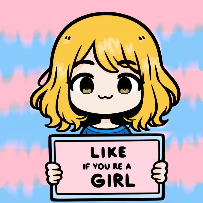 a cute girl holding a sign that says like if you’re a girl