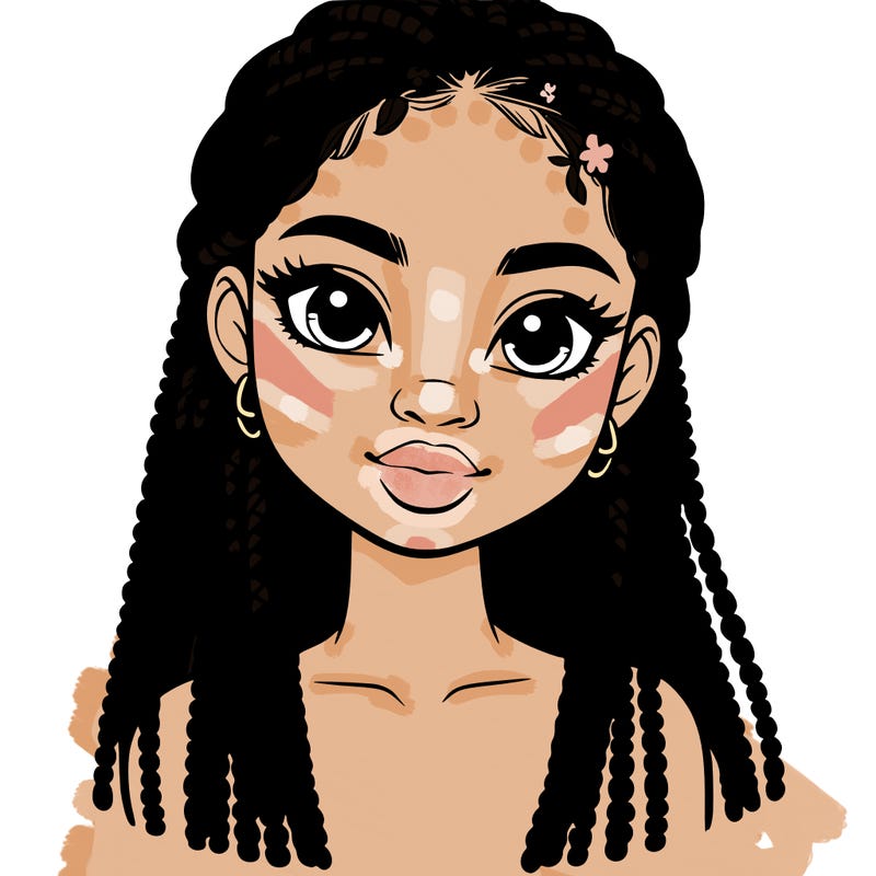 a realistic black girl with braids