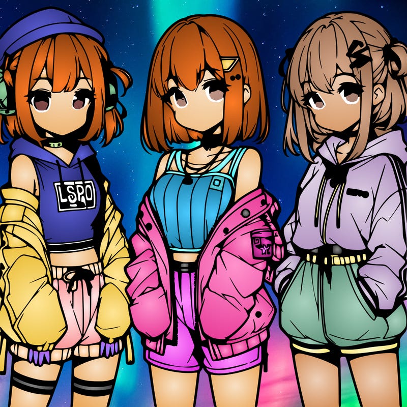 anime girls in streetwear outfits