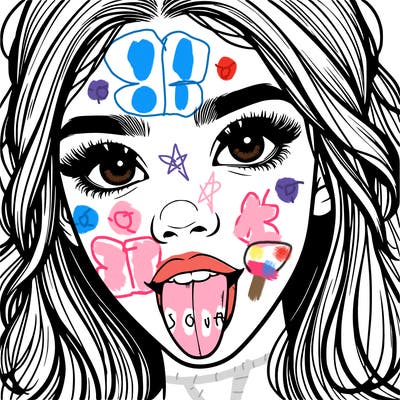 realistic girl with her tongue out