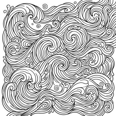 Immerse yourself in the captivating flow of nature with this intricate wave line art coloring page. Its dynamic patterns of ocean waves and water ripples offer a deeply satisfying and creative escape.