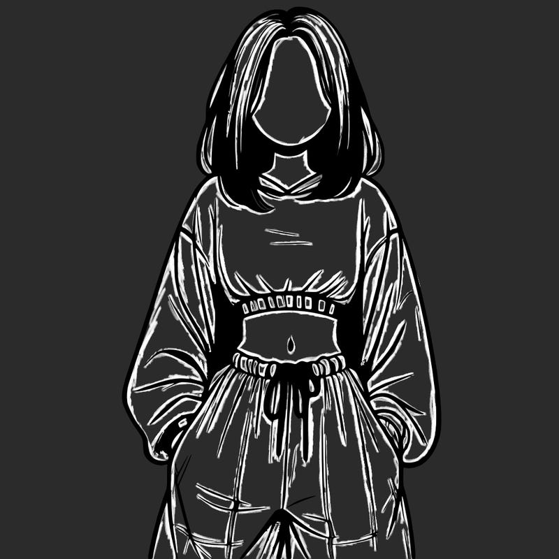 realistic girl faceless with baggy pants and a crop top