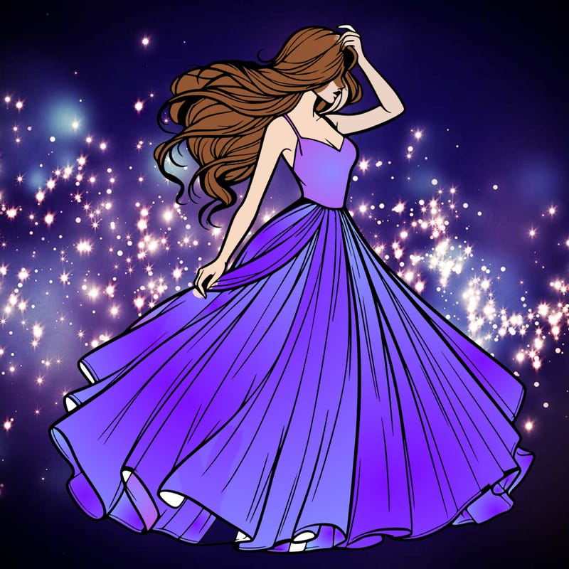 realistic woman with dress flowing in the wind