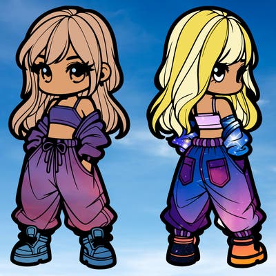 girl in crop top and baggy pants