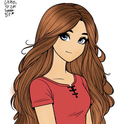 realistic teenage girl with long hair