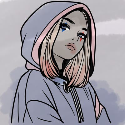 a realistic girl in a hoodie