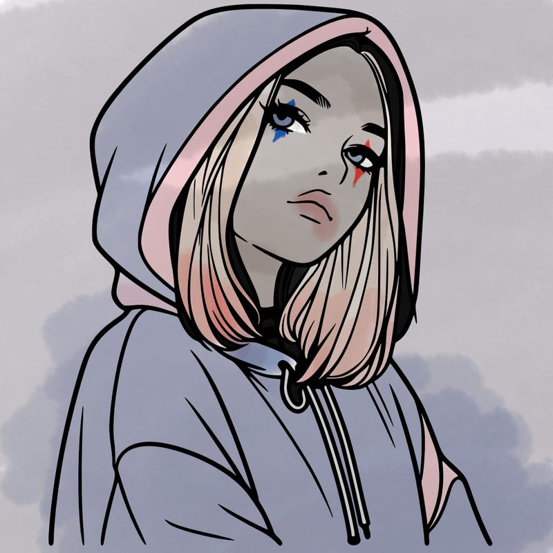 a realistic girl in a hoodie