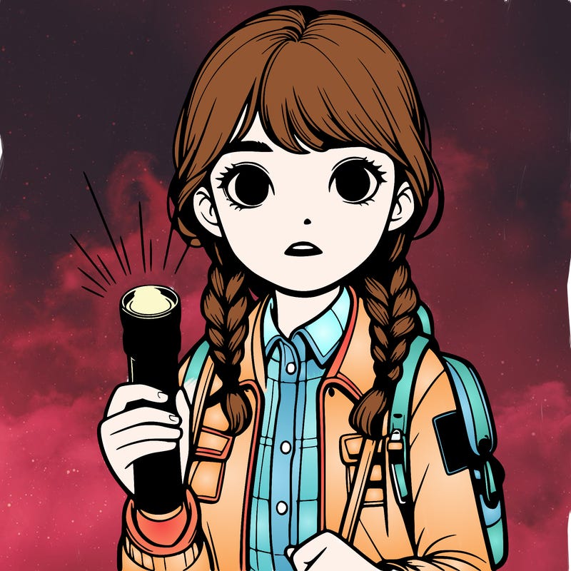 realistic girl with flashlight