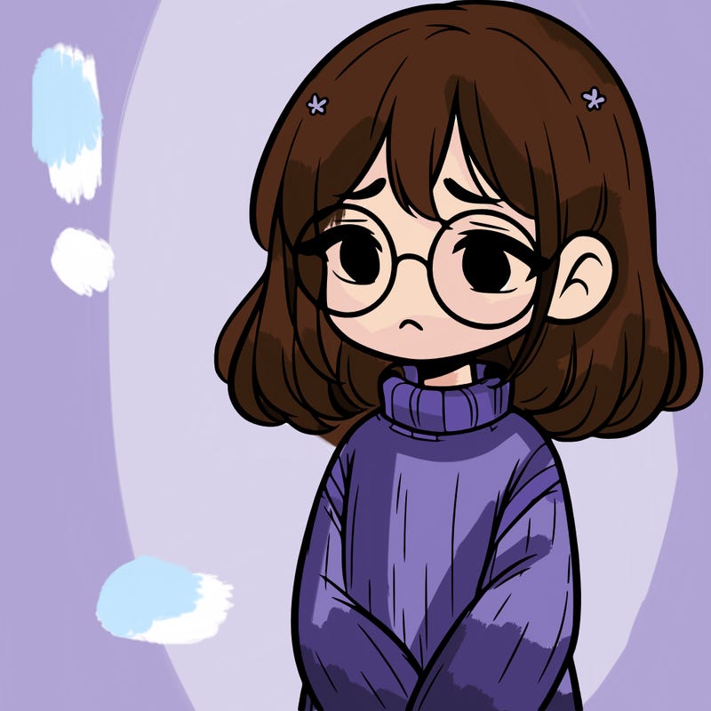 sad girl with glasses in a sweater