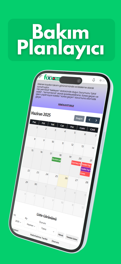 Fixi - Fixiアプリのメンテナンスプランナーカレンダーに、スケジュールされた修理サービスの予定が表示
