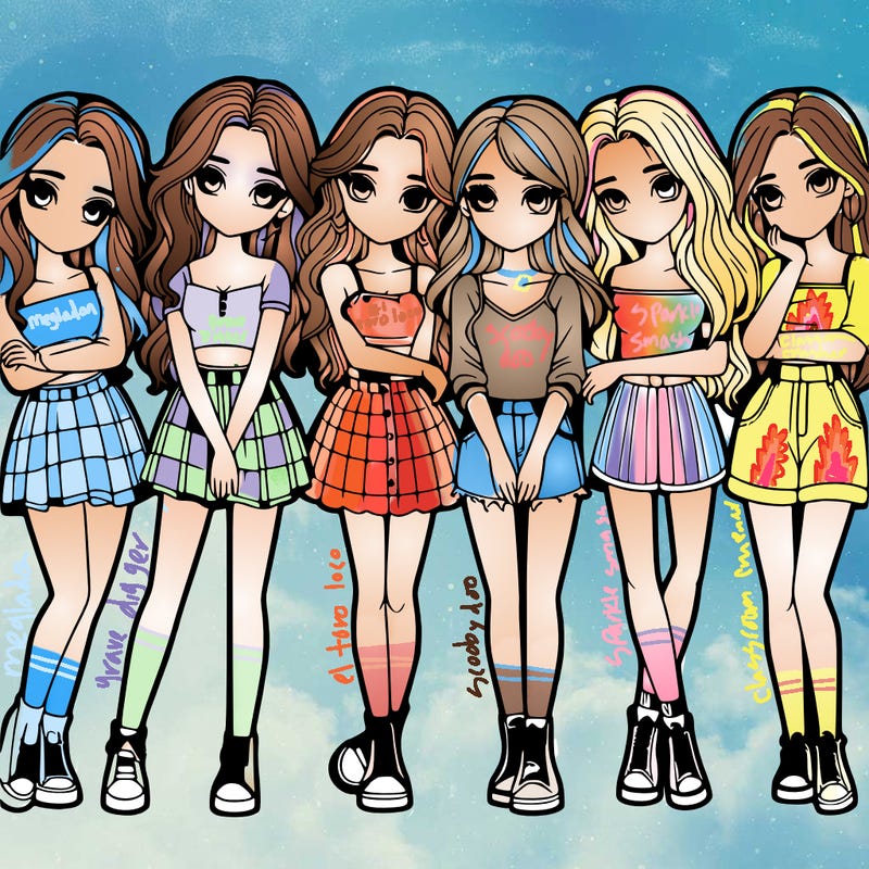 a group of girls realistic