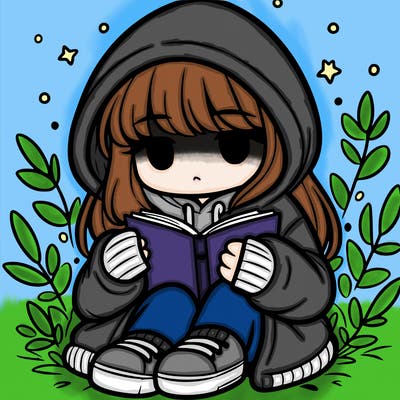 girl in oversized hoodie reading a book