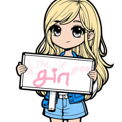 realistic girl holding a sign