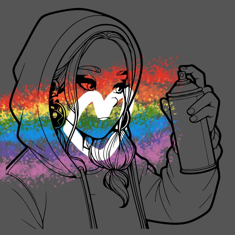 a realistic girl, spray painting