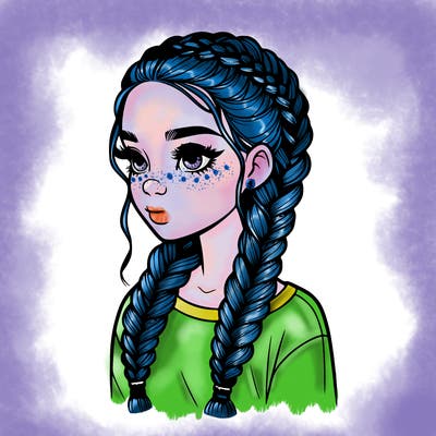 realistic girl with braids