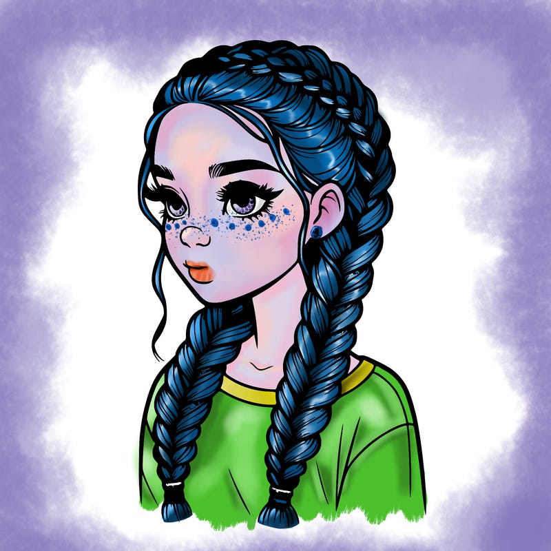 realistic girl with braids