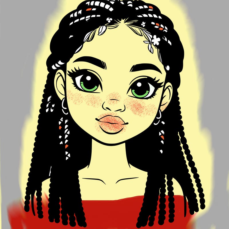 a realistic black girl with braids
