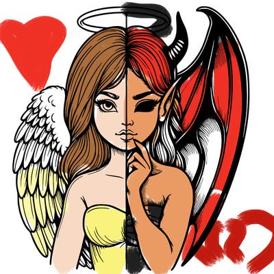 realistic angel half demon