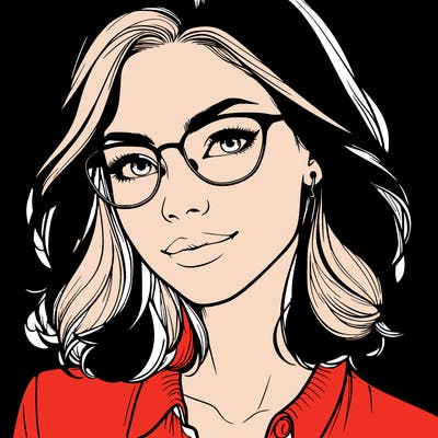 realistic woman with glasses